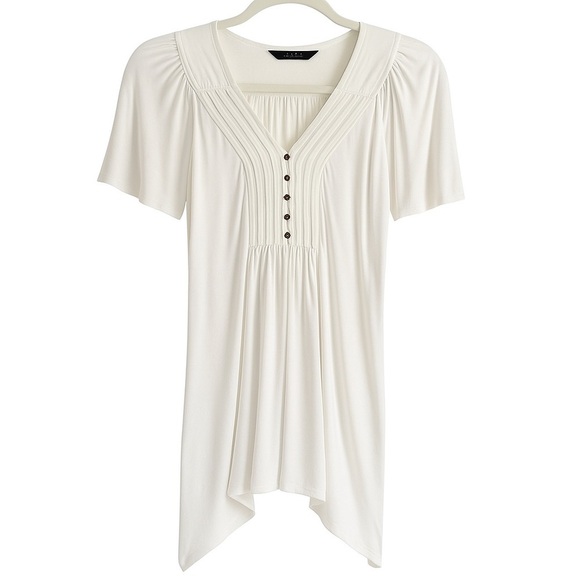 New Ella Moss Boho V-Neck Short Sleeve Tunic Dress Beach Coverup Summer Top XS - Picture 1 of 5